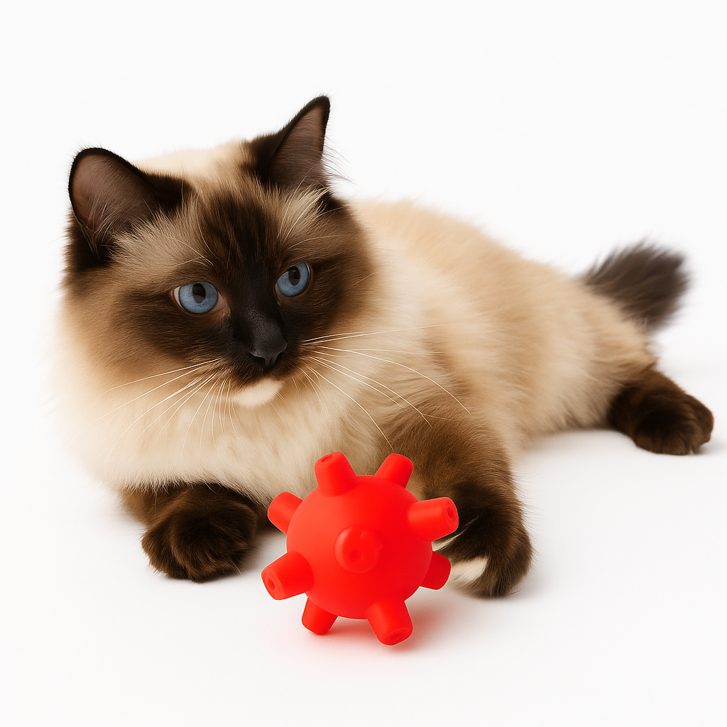 Squeaky Spiky Ball – Non-Toxic Teething & Fetch Toy Red - Image 2