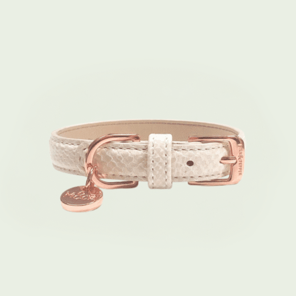 Pogona Cream Collar – Vegan Leather with Rose Gold Finish (30 x 1.5 cm) by Milk & Pepper